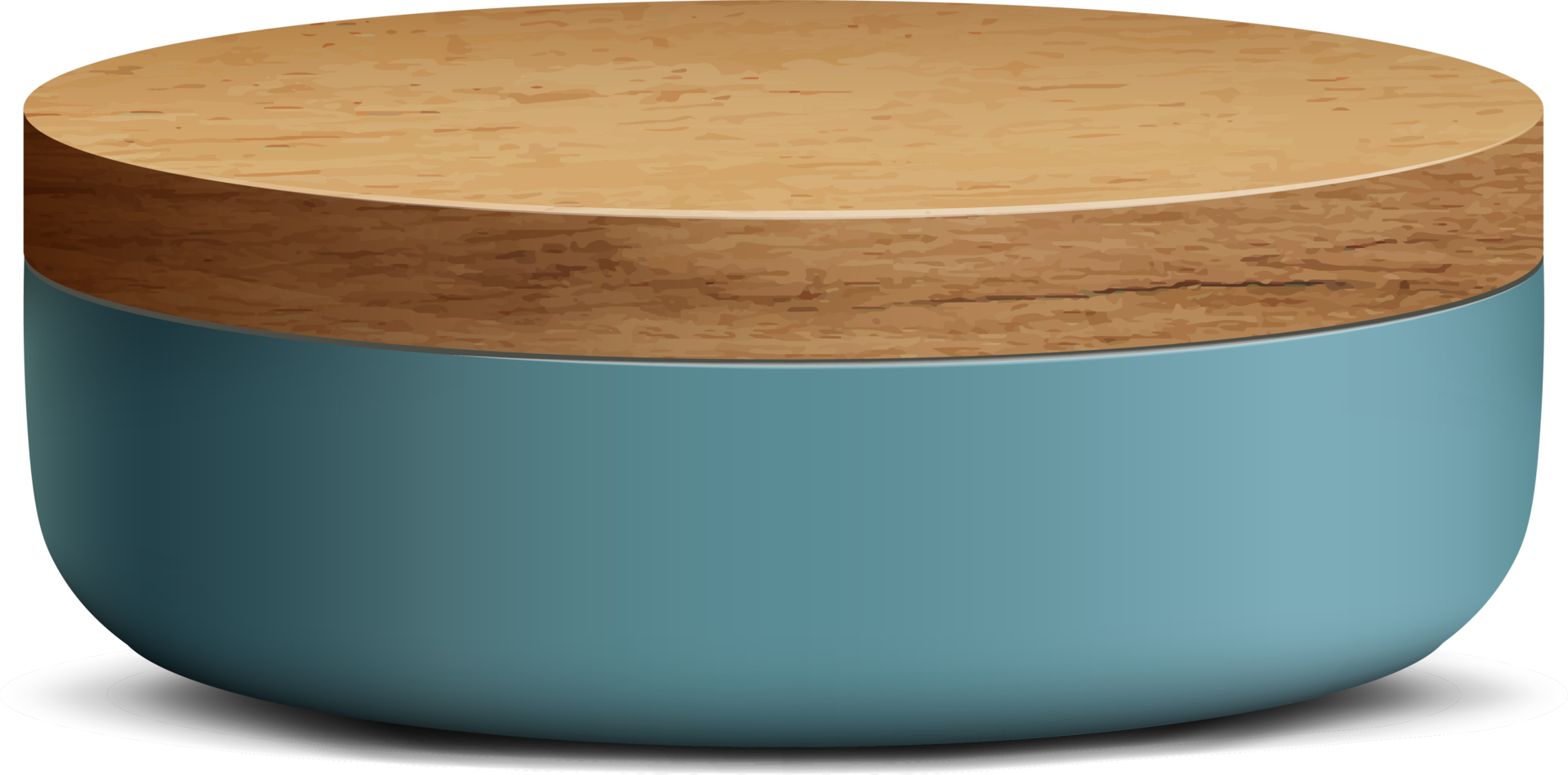 Sky blue and wood realistic 3D cylinder pedestal podium for stand show product display. png