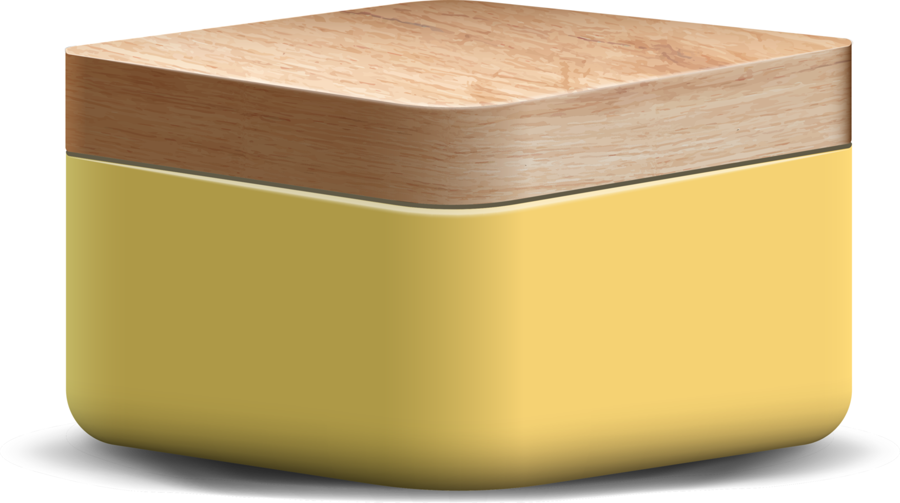 Yellow and wood realistic 3D square pedestal podium for stand show product display. png