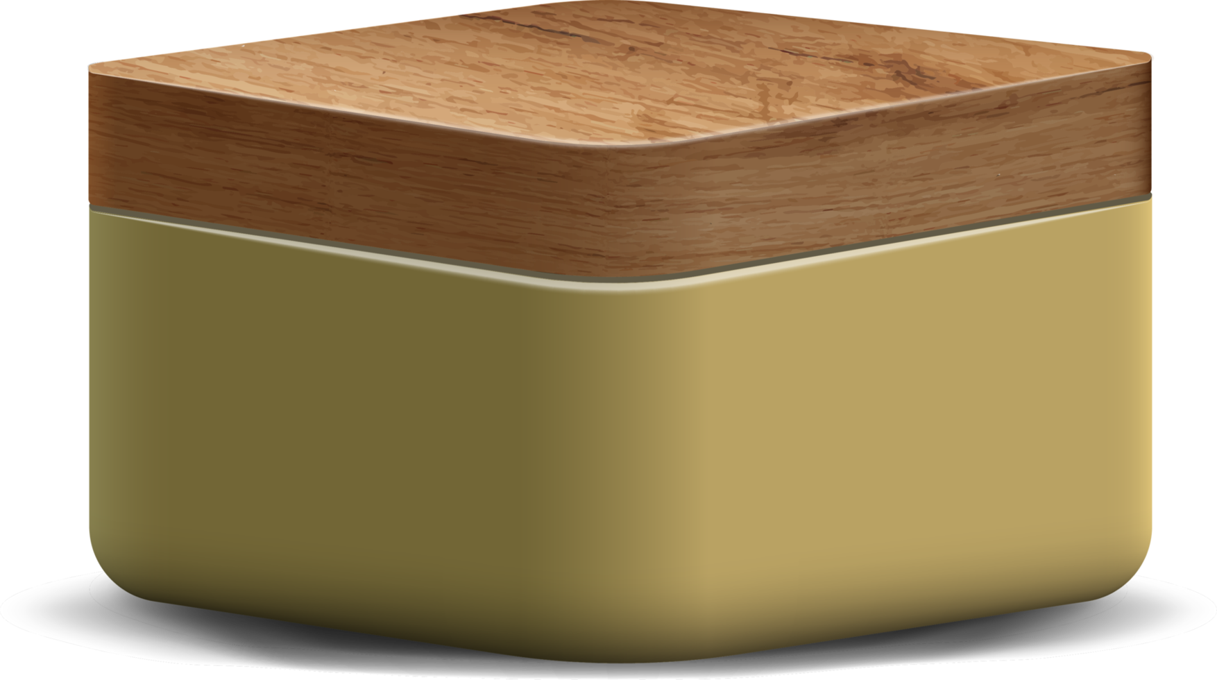 Yellow and wood realistic 3D square pedestal podium for stand show product display. png