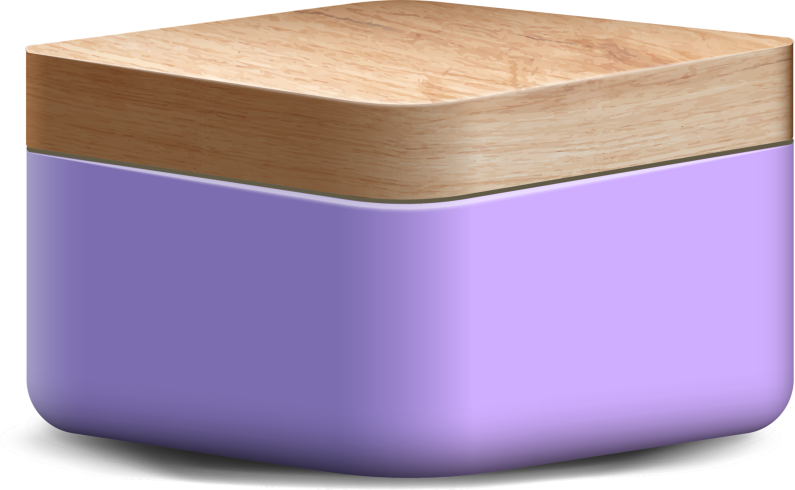 Purple and wood realistic 3D square pedestal podium in studio for stand show product display. png
