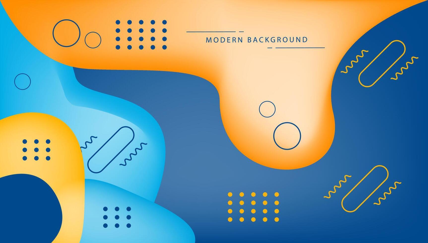 Liquid abstract background with blue and yellow and dotted element vector