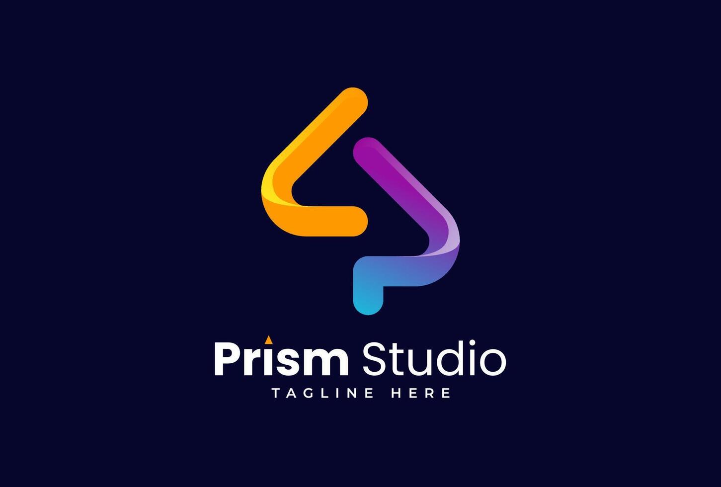 prism studio logo with 3D  prism icon minimalist style tech, perfect with logo business, agency art, media vector