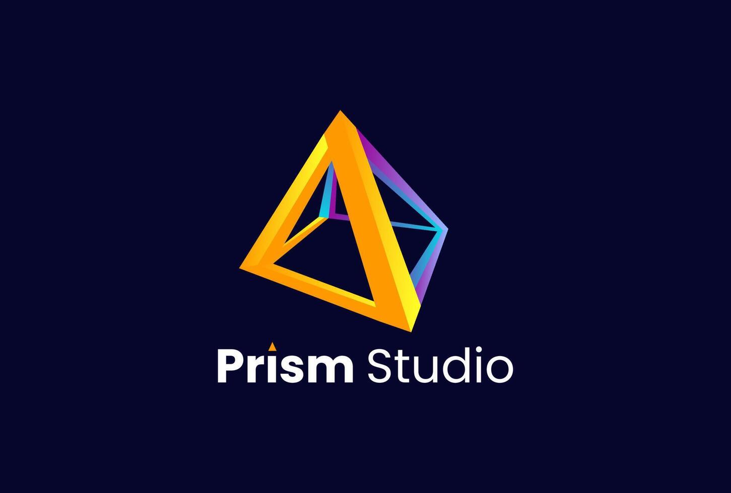 prism studio logo with 3D  prism icon minimalist style tech, perfect with logo business, agency pay vector