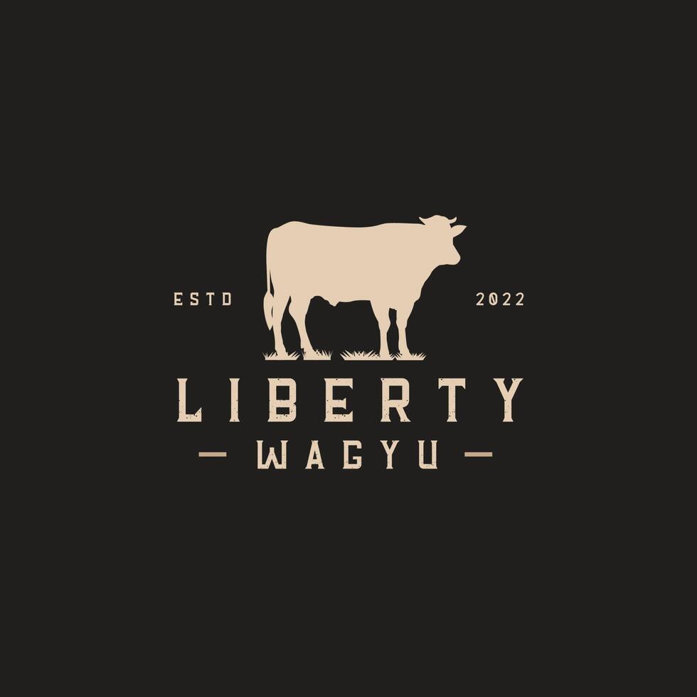 Liberty wagyu premium logo emblem, perfect with logo agency, wagyu, shop, cow, animal vector