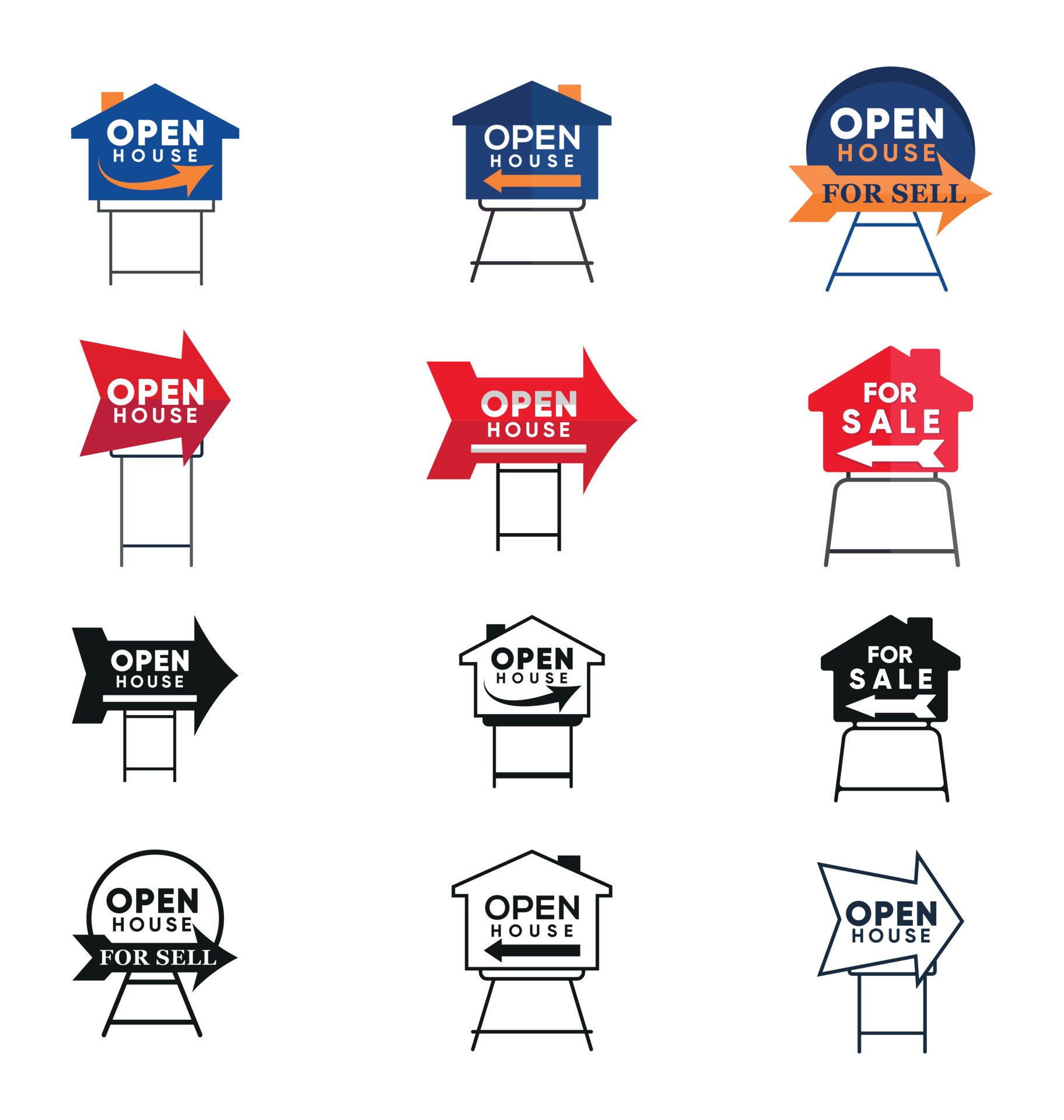 House Yard Sign vector Illustration Big Collections With White