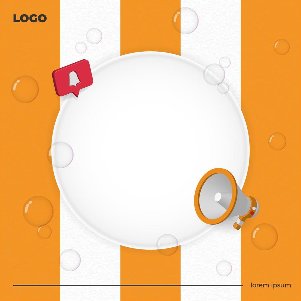 Social media announcement post template with megaphone and bubbles vector