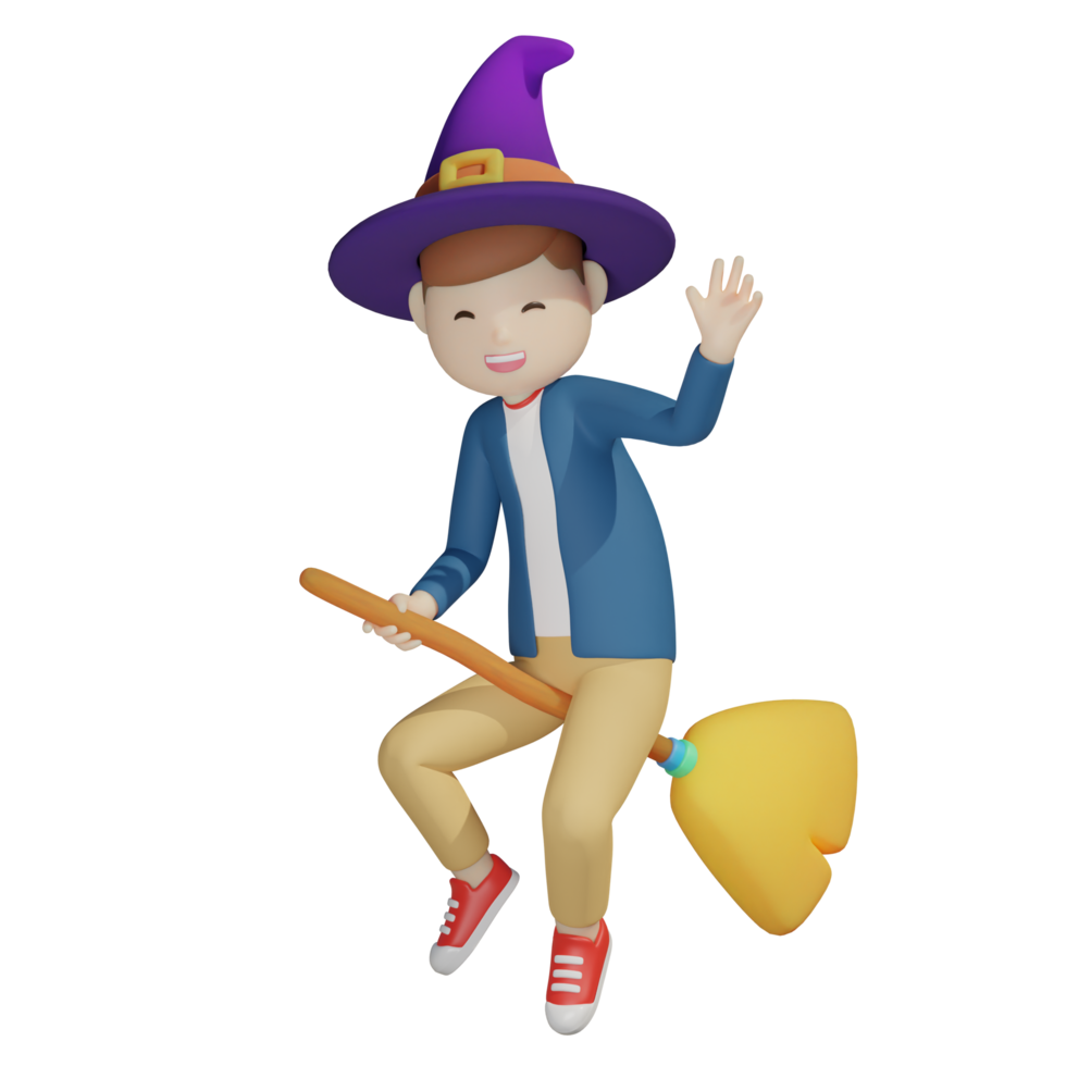 man riding a broomstick png