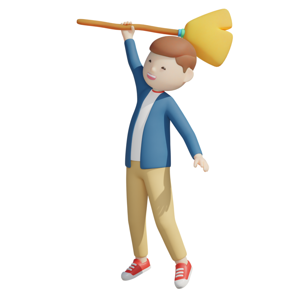 man holding a broomstick png