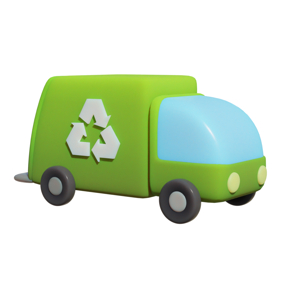 green trash truck on transparent background png