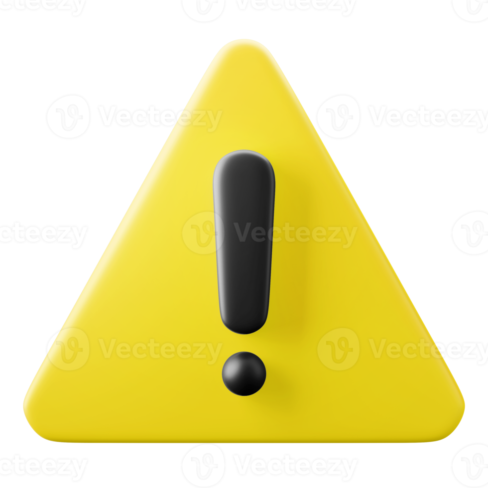 jaune avertissement attention dangereux symbole interface utilisateur thème 3d icône rendre illustration isolé png