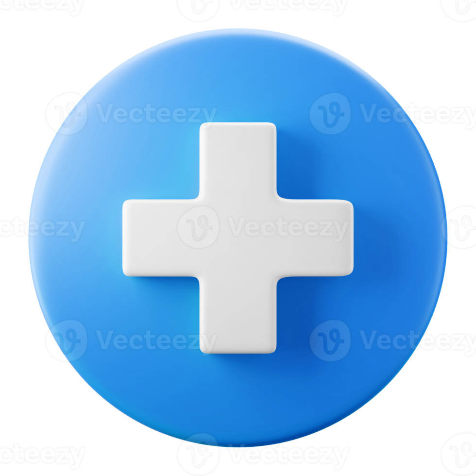 blue circle and white plus add new create symbol user interface theme 3d icon rendering illustration isolated png