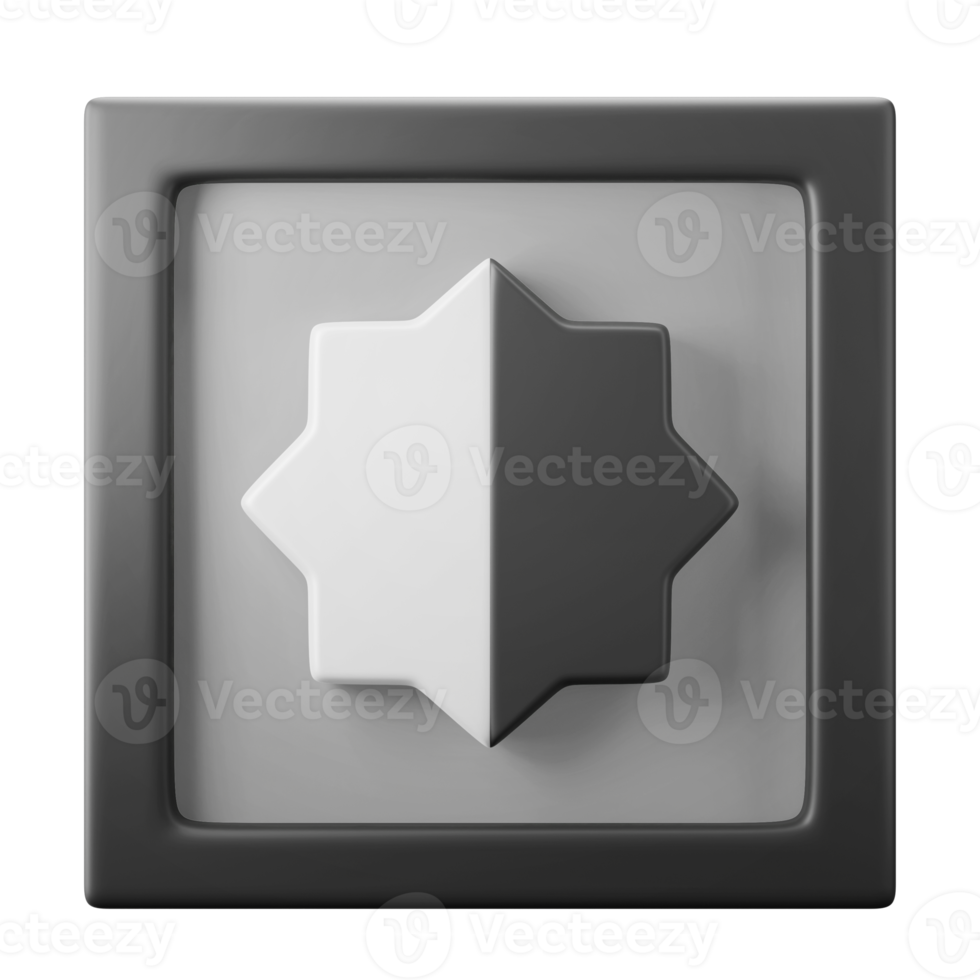 black and white brightness screen picture setting user interface theme 3d icon illustration render isolated png