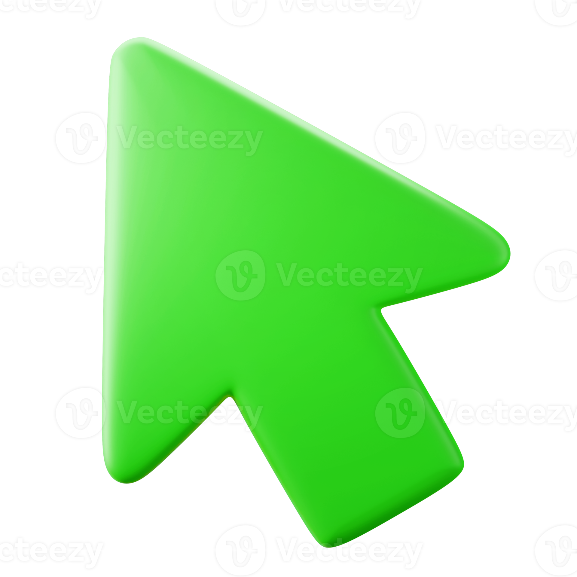 green rounded arrow mouse cursor pointer symbol user interface theme 3d render icon illustration