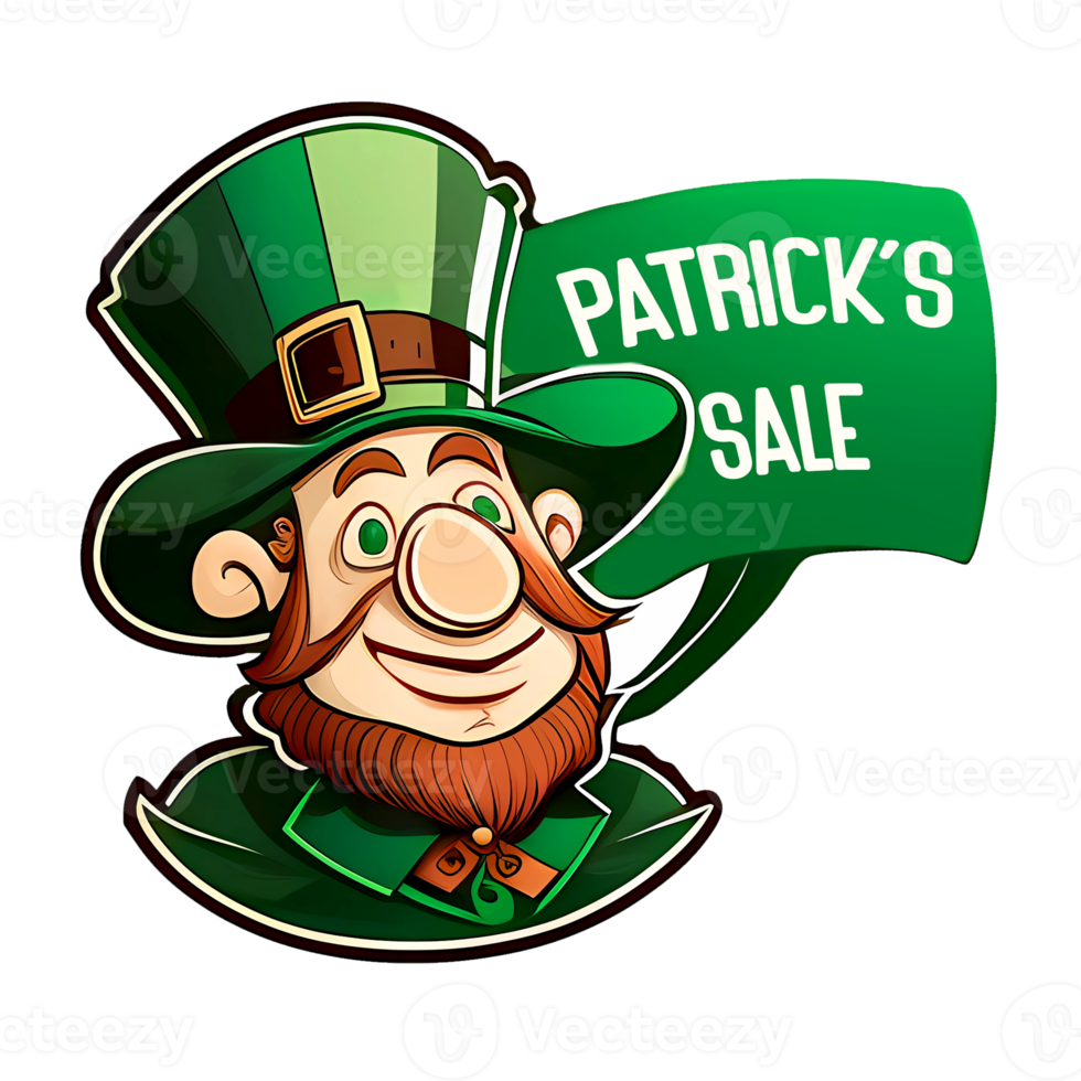 A leprechaun with a red beard in a green suit in cartoon style png