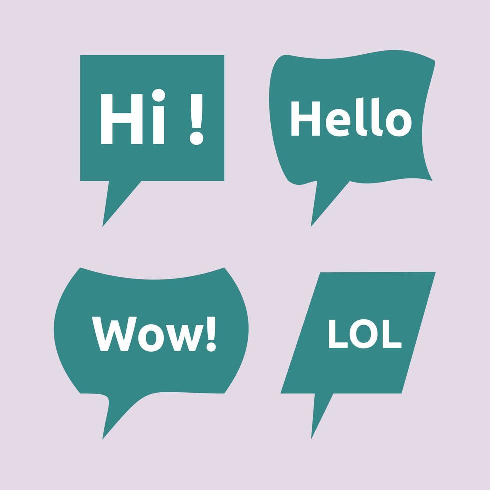 Text greeting bundle set conversation bubbles vector