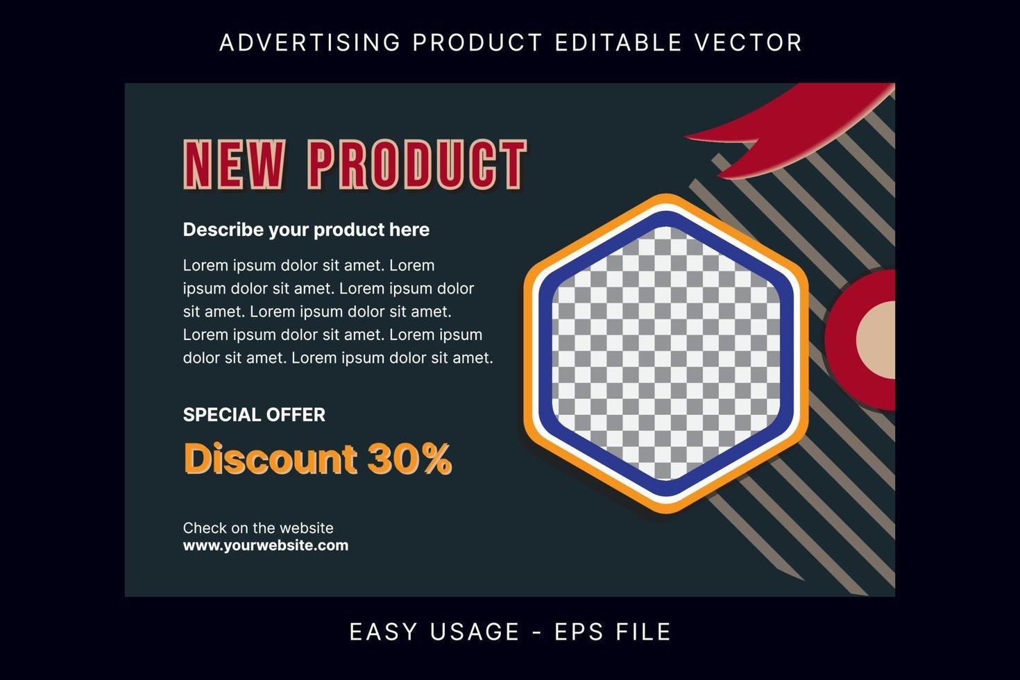 Business new product banner for advertising banner template design. Modern style with frame space area for your product picture vector