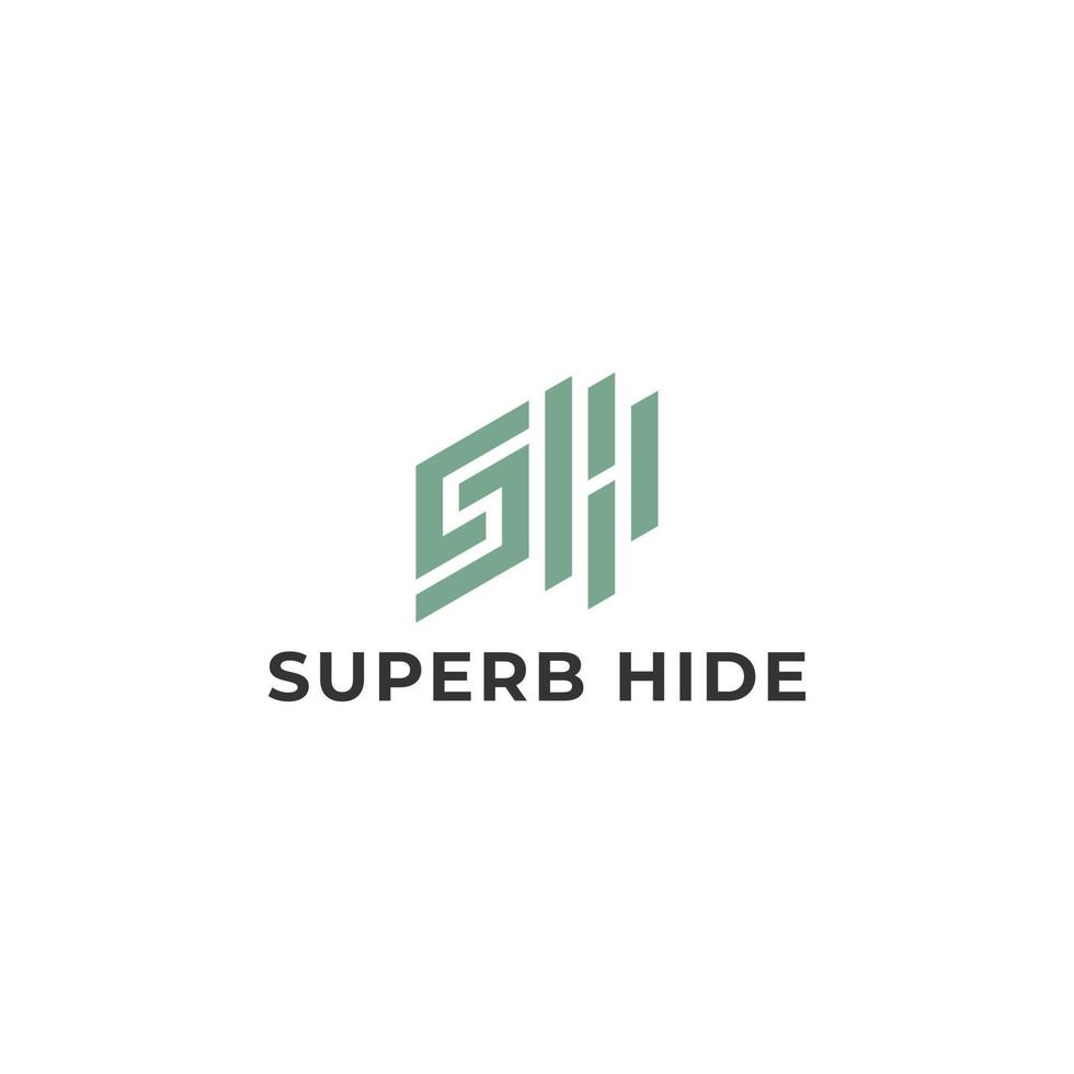 Abstract initial letter SH or HS logo in green color isolated in white background applied for hotel and boutique logo also suitable for the brands or companies have initial name HS or SH. vector