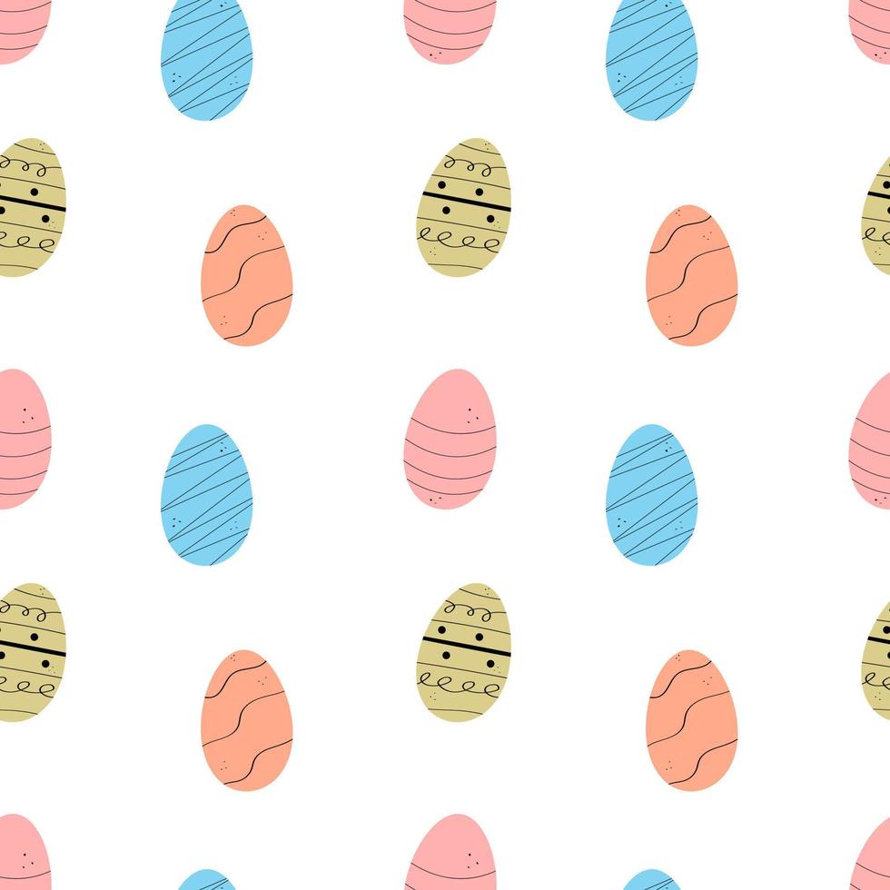 Seamless vector pattern with decorative eggs on a white background. Easter endless ornament.