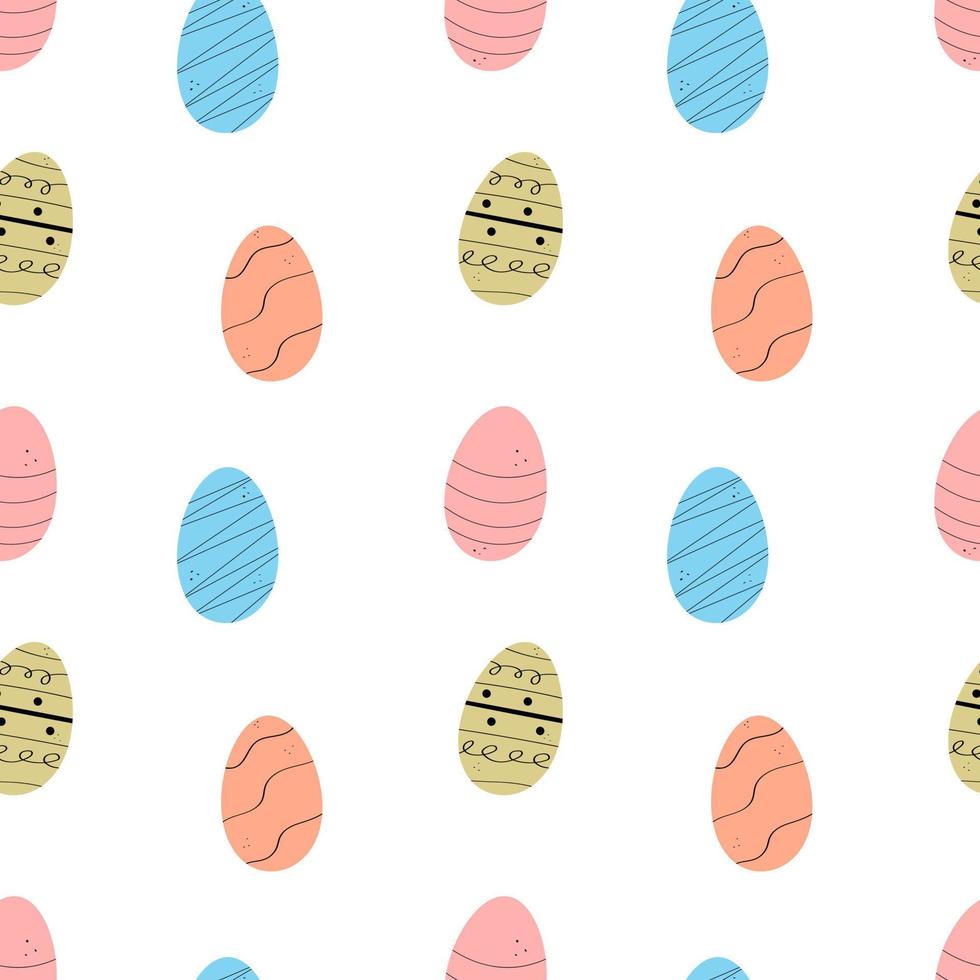 Seamless vector pattern with decorative eggs on a white background. Easter endless ornament.