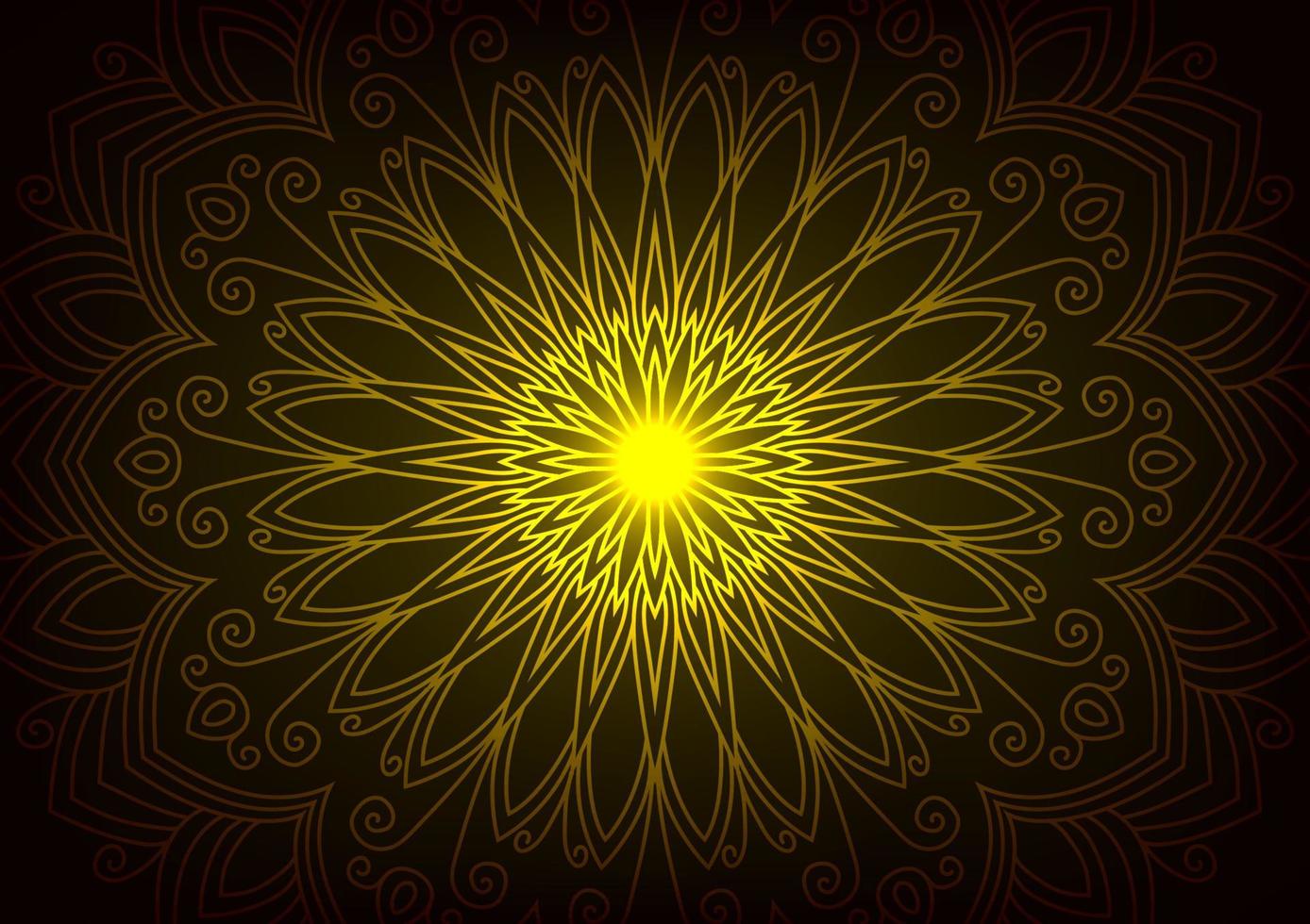 Yellow light mandala flower modern design geometry background vector