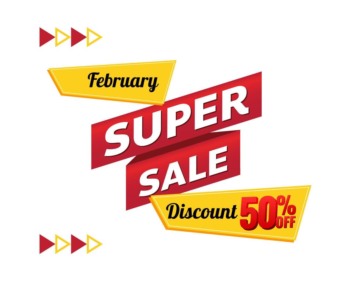February Super Sale, 50 percent discount. vector