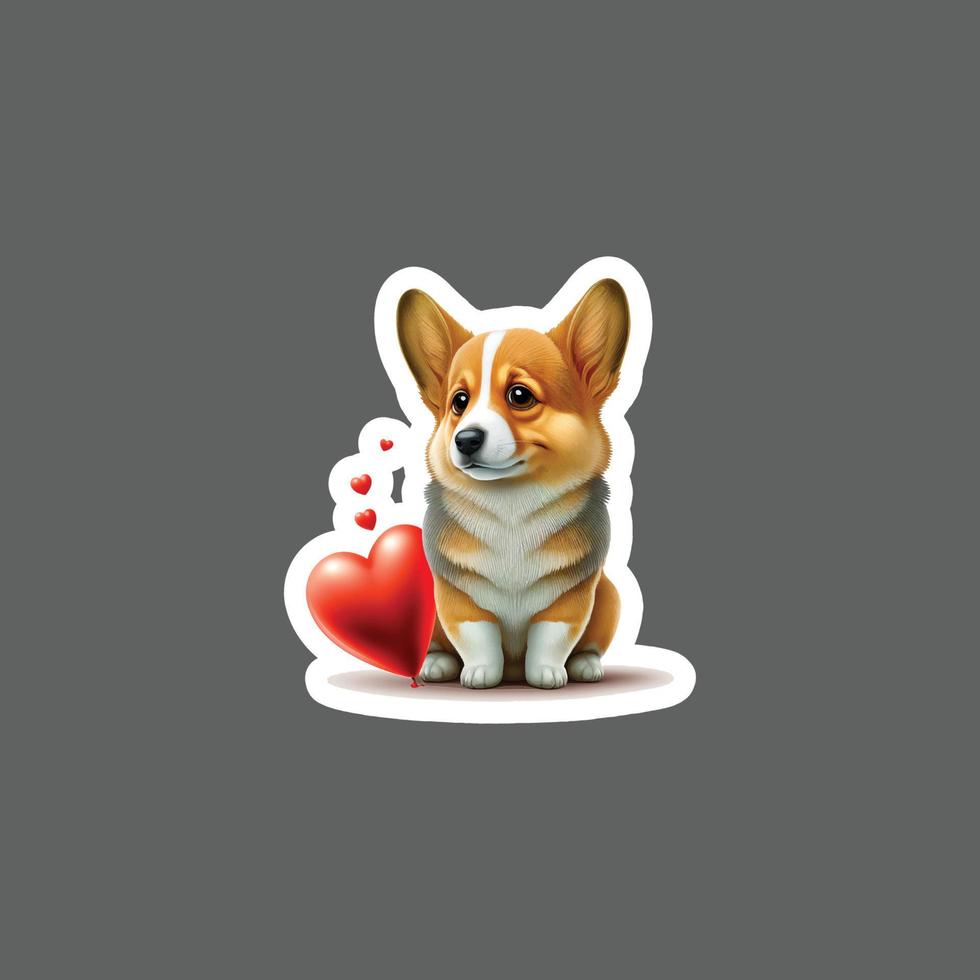 Sticker of My Valentine Has Paws Corgi Valentines vector