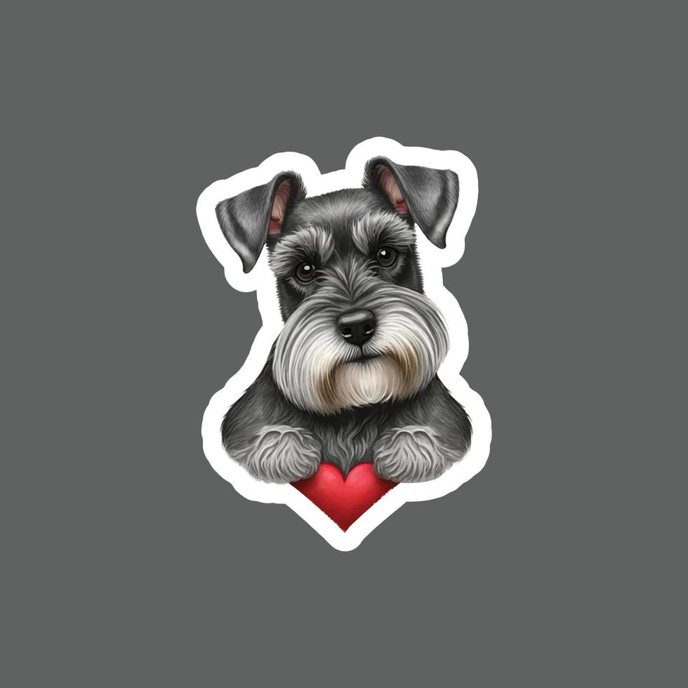 Sticker of Valentines Day schnauzer dog vector