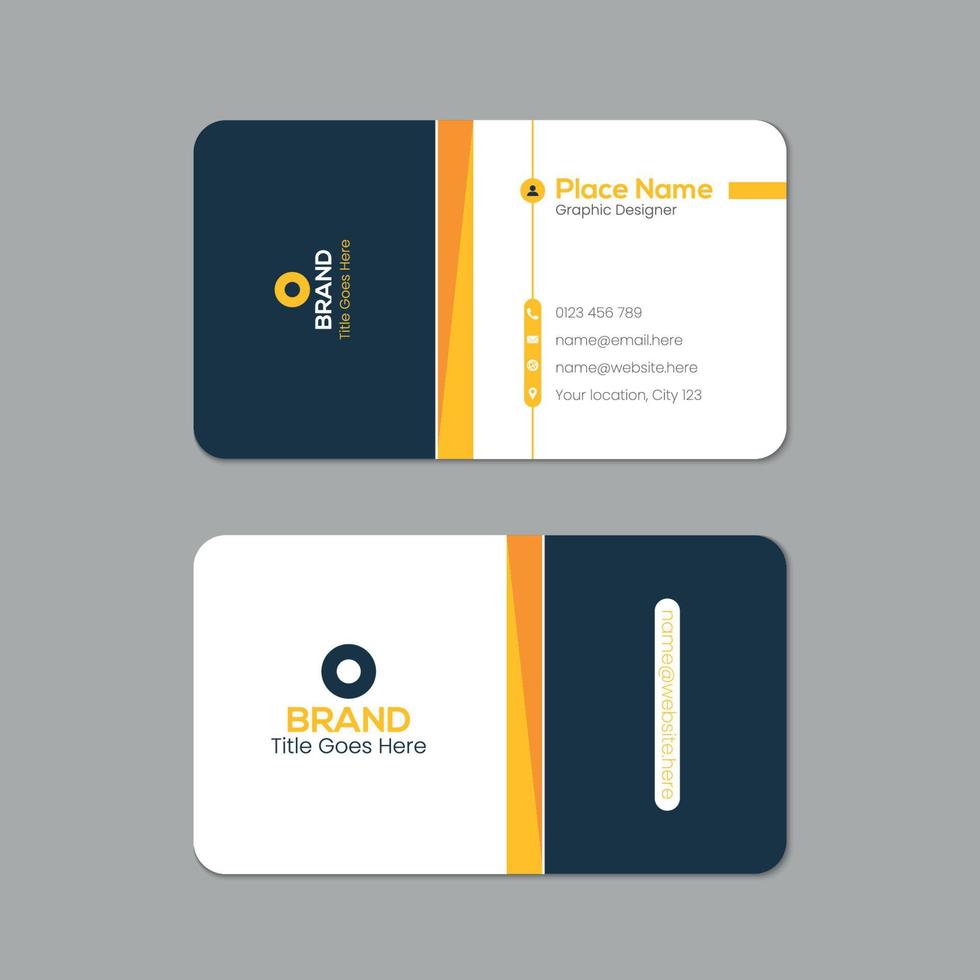 Vector printable and editable horizontal and vertical double sided clean modern corporate business card template design