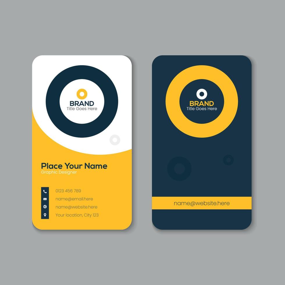 Vector printable and editable horizontal and vertical double sided clean modern corporate business card template design