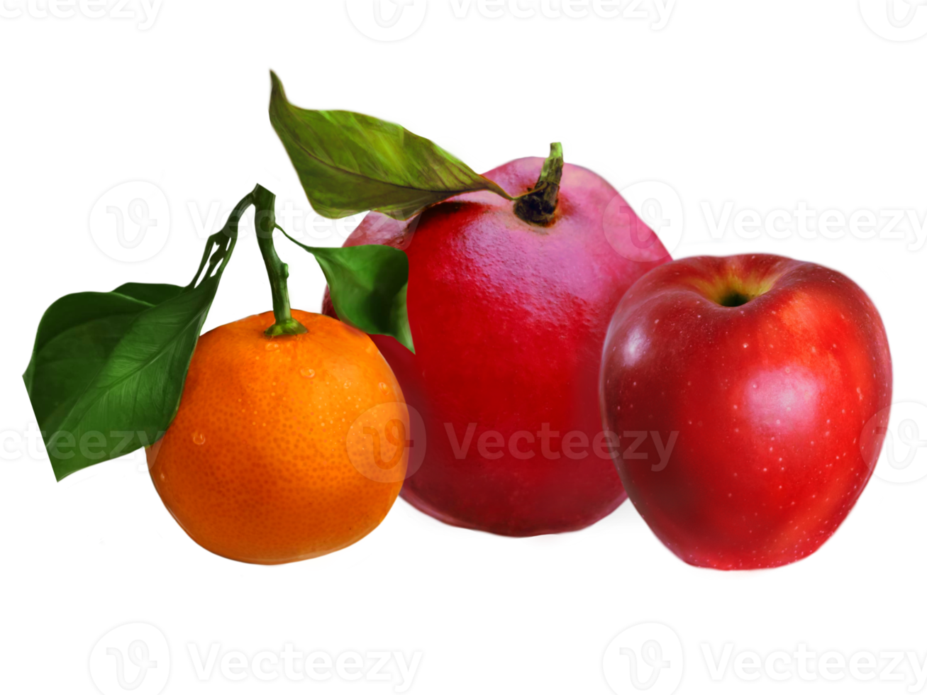 Melograno, Mela e mandarino con fogliame png