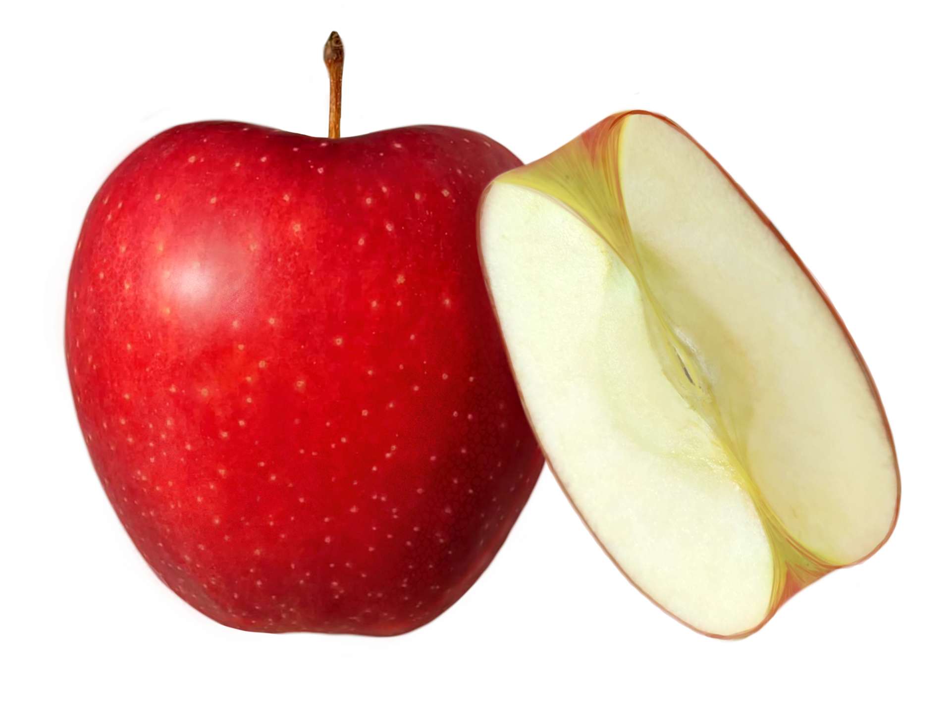 red apple with a slice of fruit 18874620 PNG