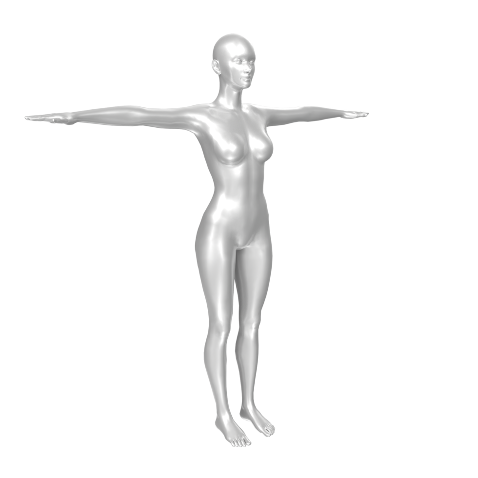 Female Basemesh isolated on transparent png