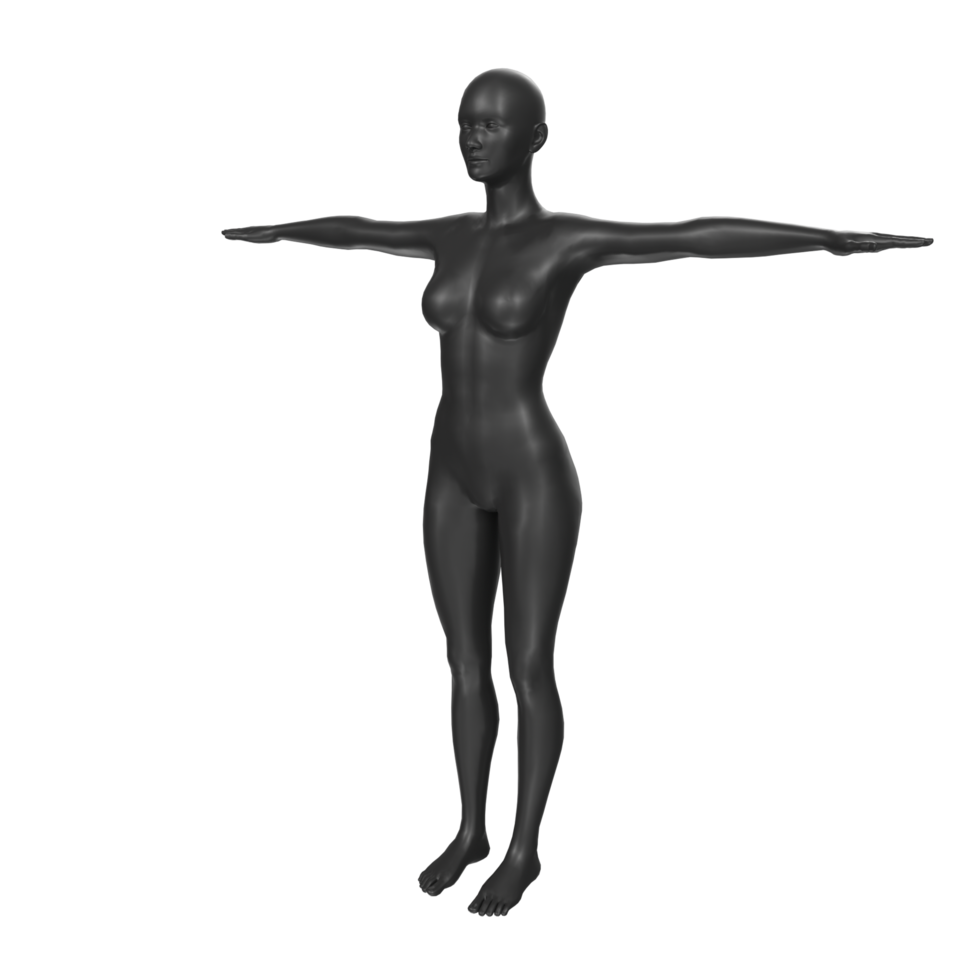 Female Basemesh isolated on transparent png