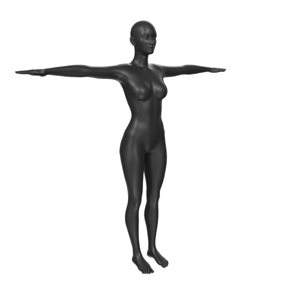 Female Basemesh isolated on transparent png