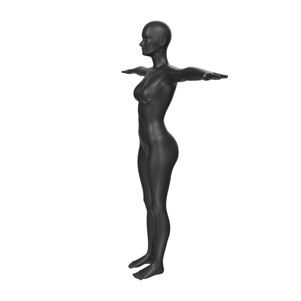 Female Basemesh isolated on transparent png