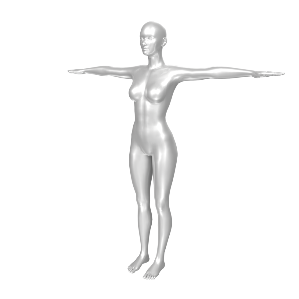 Female Basemesh isolated on transparent png