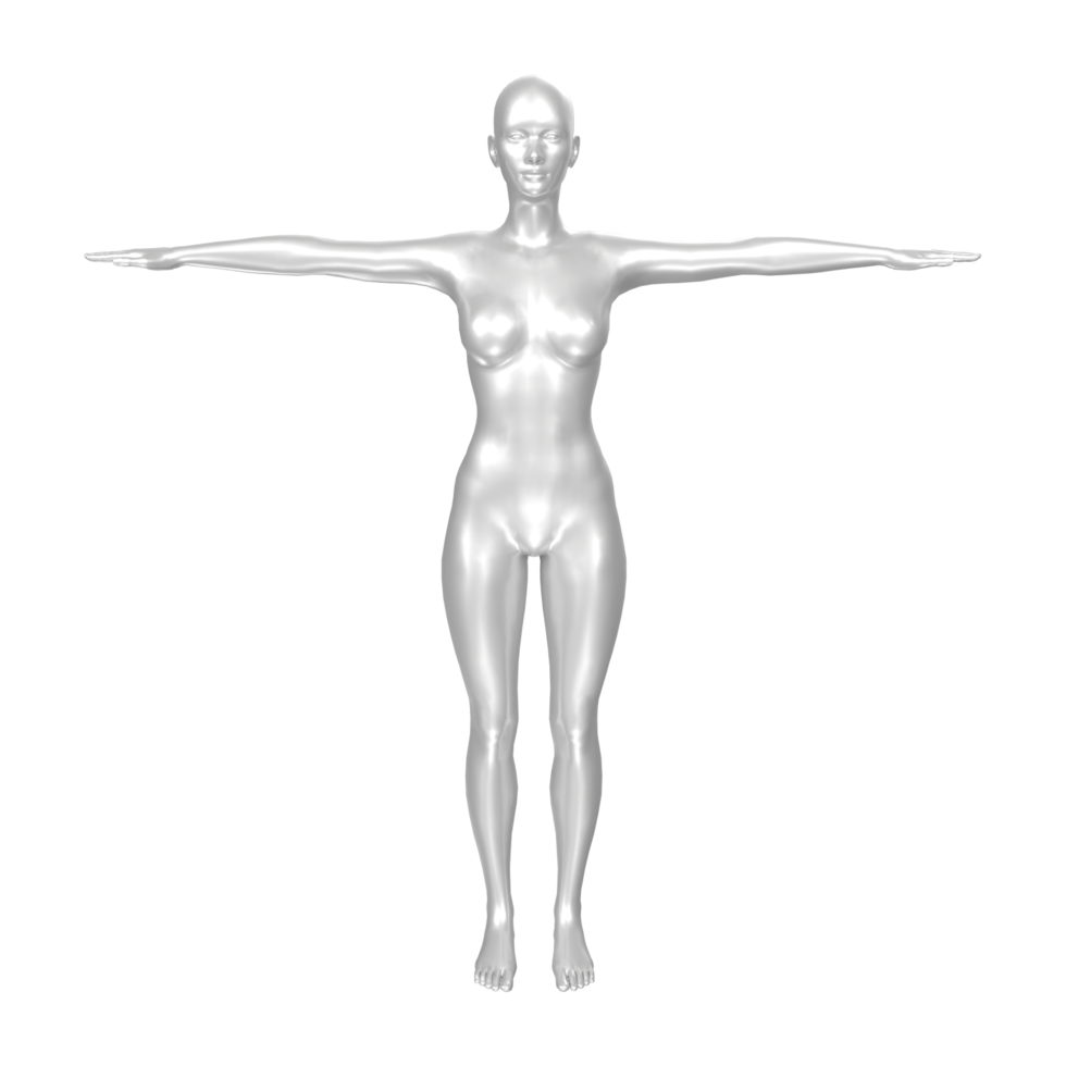 Female Basemesh isolated on transparent png