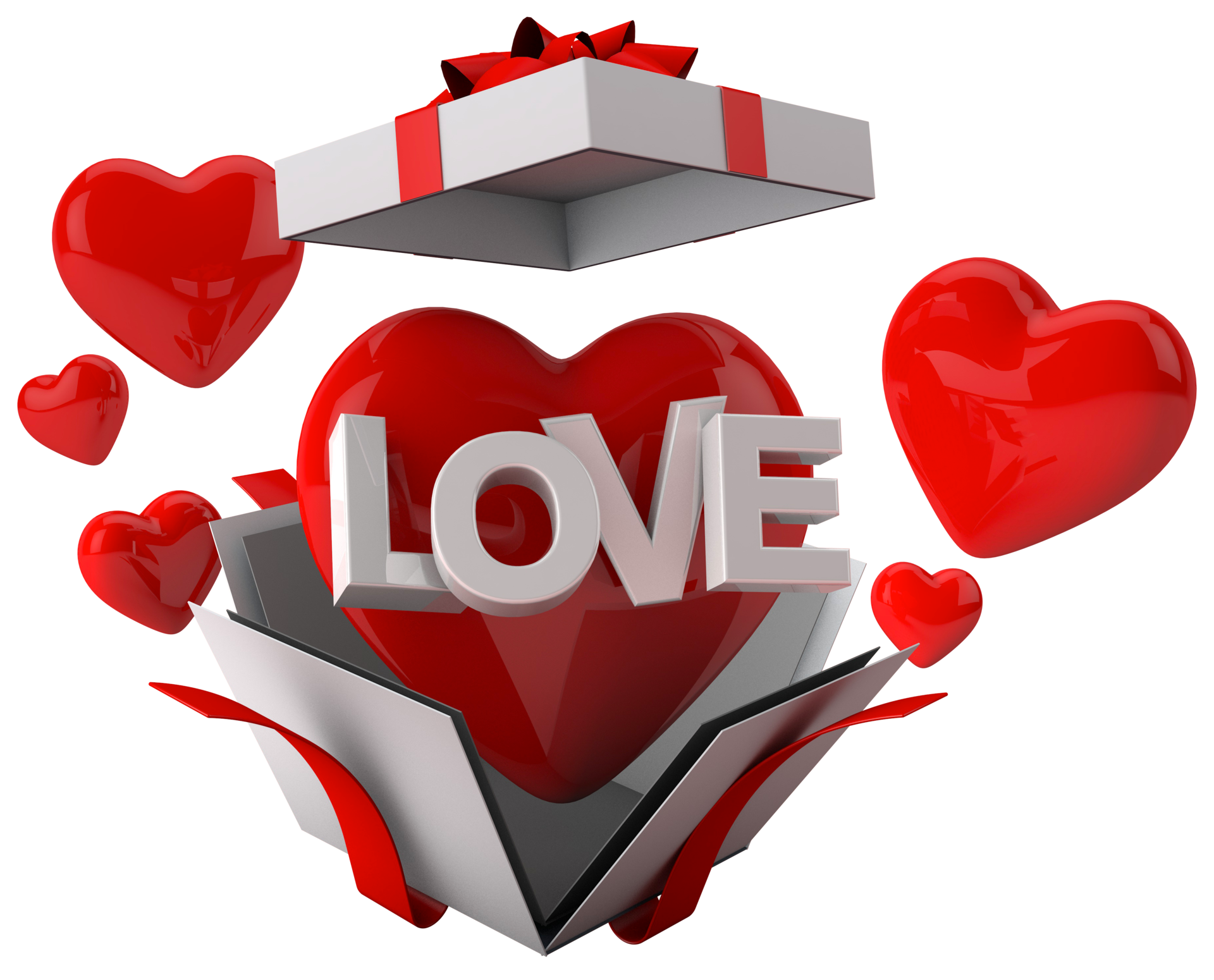 3d love with floating gift box and red heart 18875635 PNG