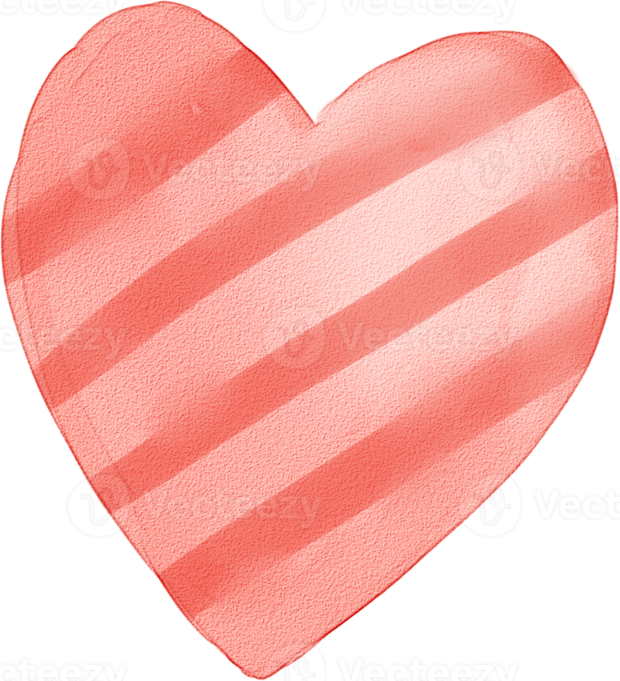 Watercolor Red Heart Filled With Stripe png