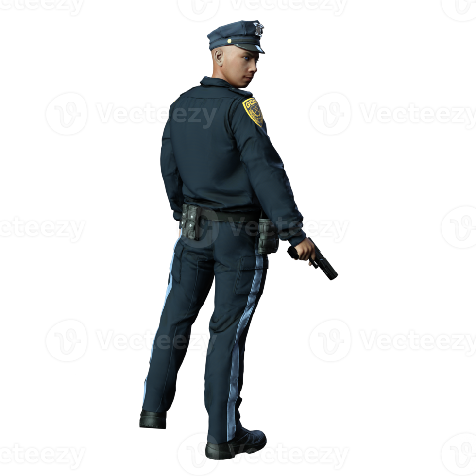 3d-charakterillustration des polizisten png