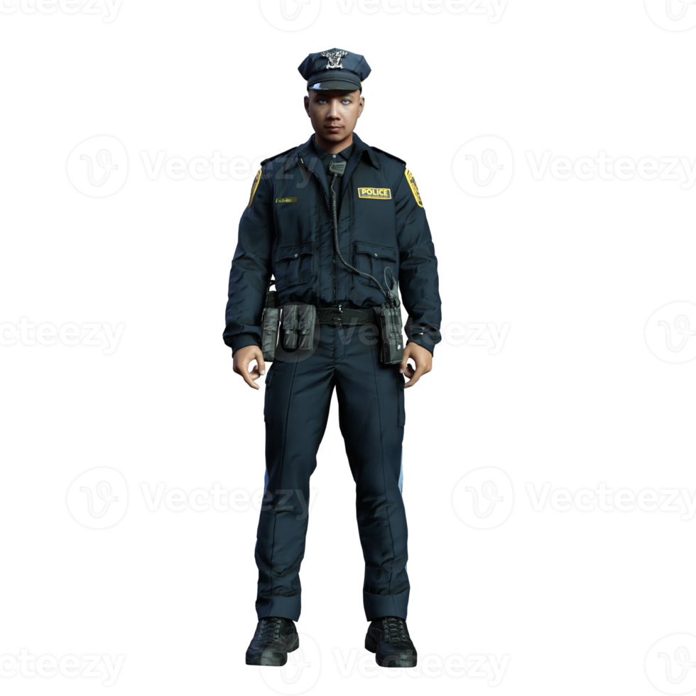 ilustración de personaje 3d de policía png