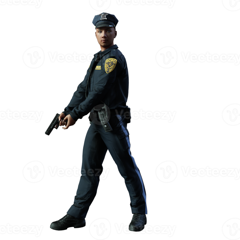 illustration de personnage 3d policier png