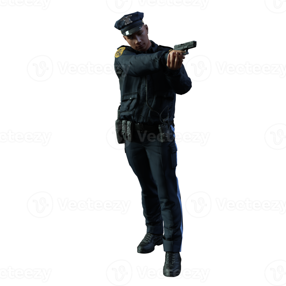 illustration de personnage 3d policier png