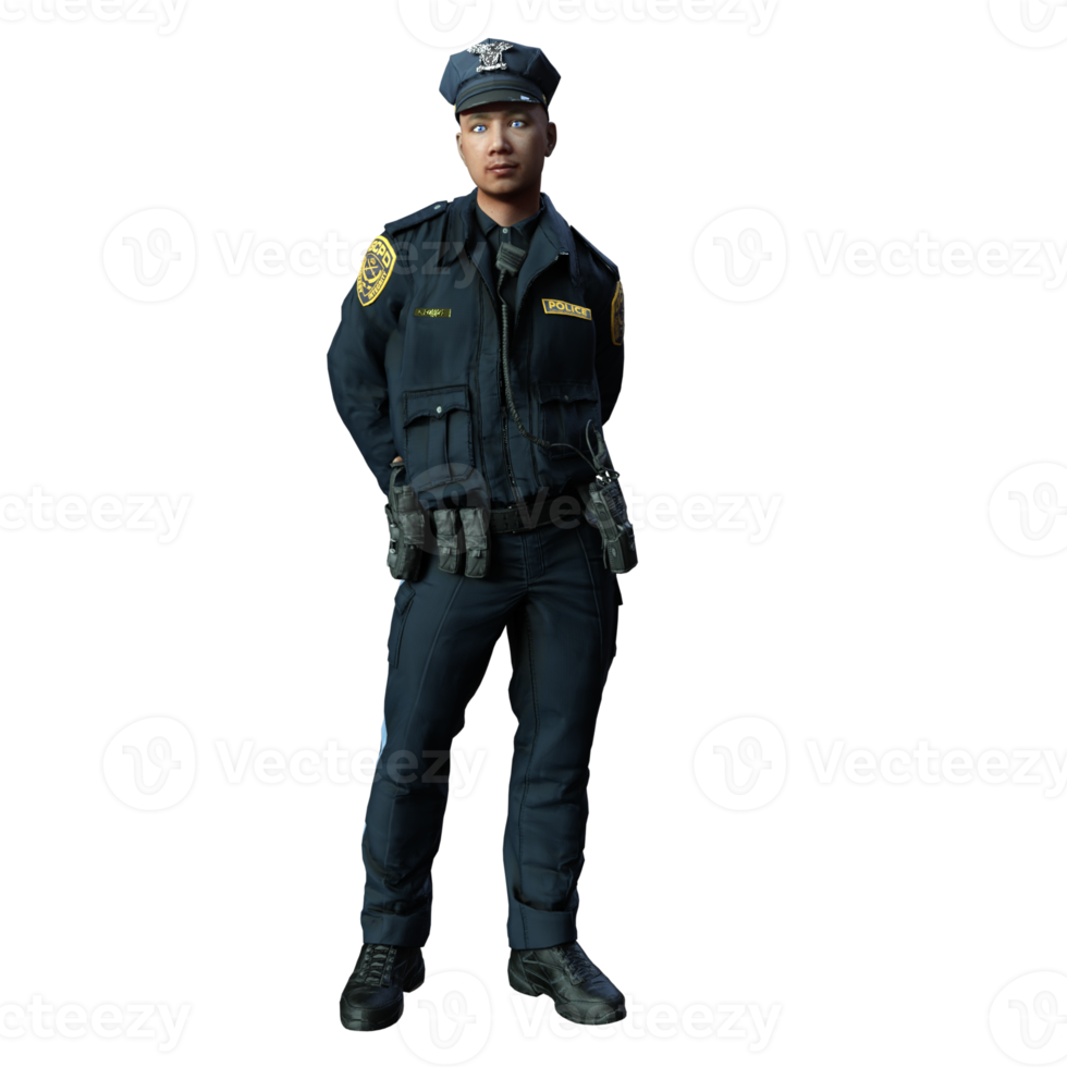 ilustración de personaje 3d de policía png