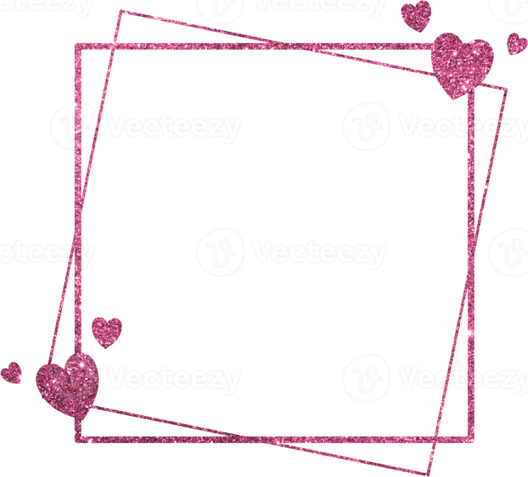 Pink Glitter Frame With Heart 18875808 PNG