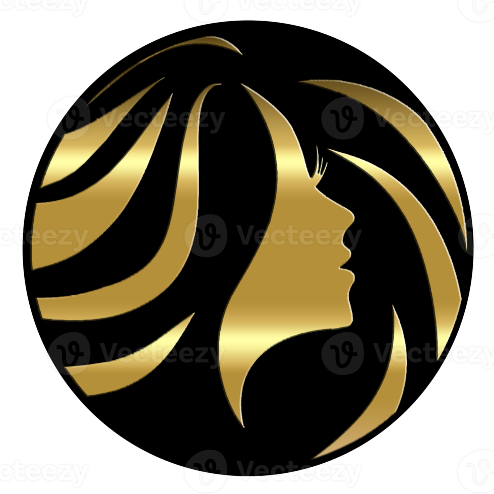 Hair Salon Logo Gold with Black Background png