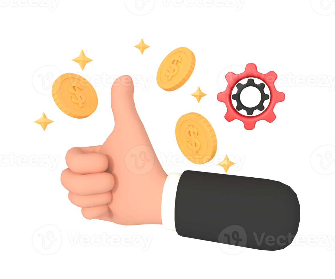 3d illustration of a thumbs up business agreement png