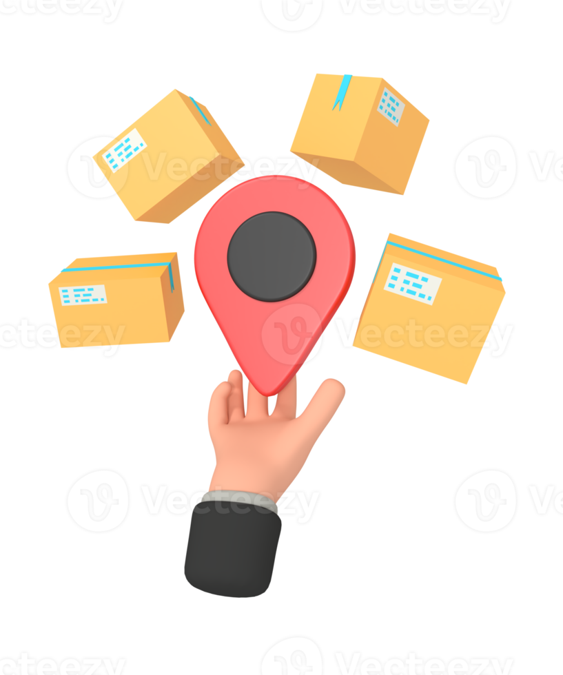 3d illustration of delivery package location png