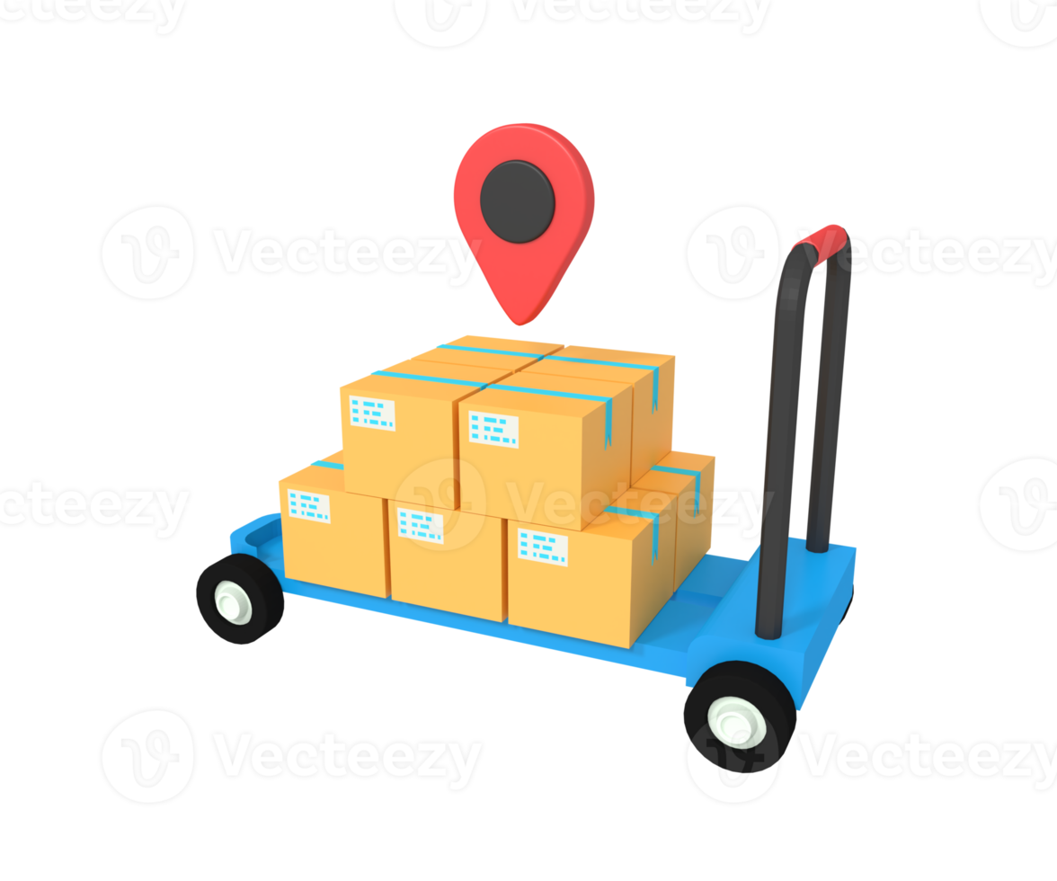 3d illustration of a package on a trolley png