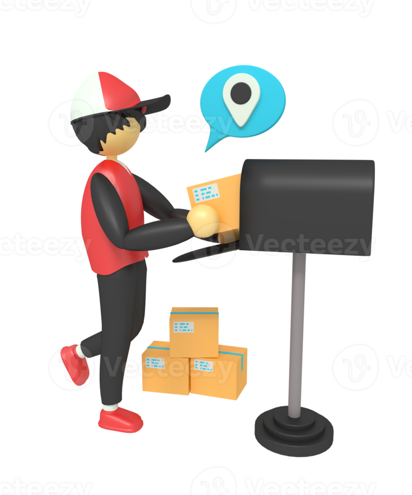 3d illustration of a package delivery courier png